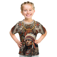 Native American Man Kid T Shirt Feather Headdress With Dream Catcher