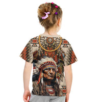 Native American Man Kid T Shirt Feather Headdress With Dream Catcher