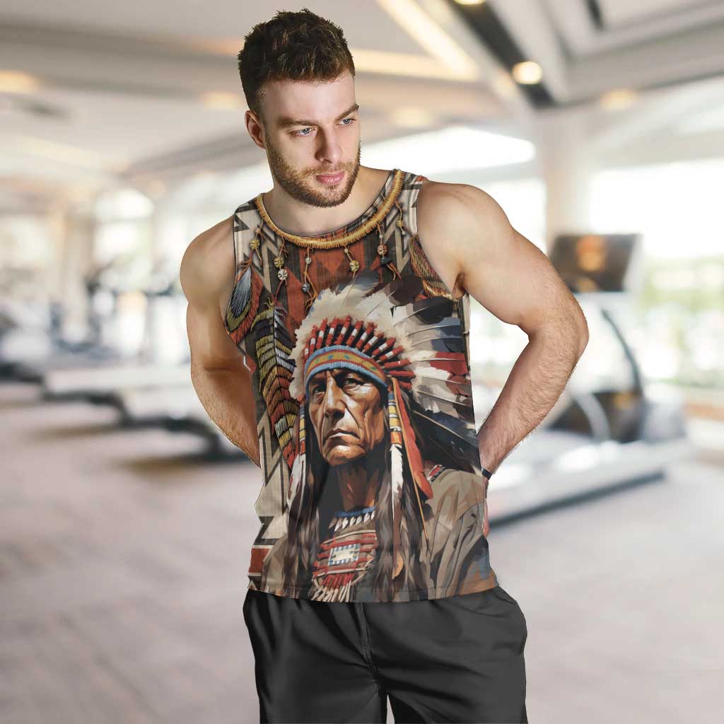 Native American Man Men Tank Top Feather Headdress With Dream Catcher
