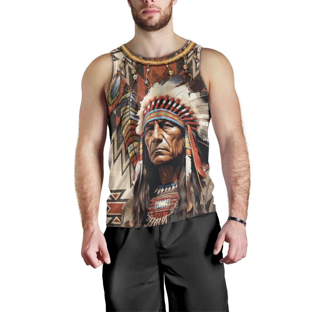 Native American Man Men Tank Top Feather Headdress With Dream Catcher