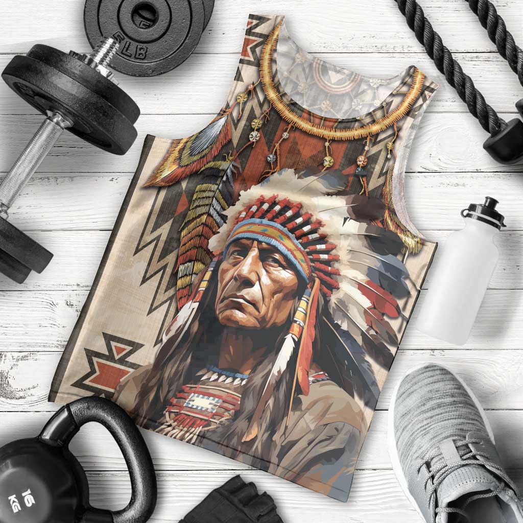 Native American Man Men Tank Top Feather Headdress With Dream Catcher