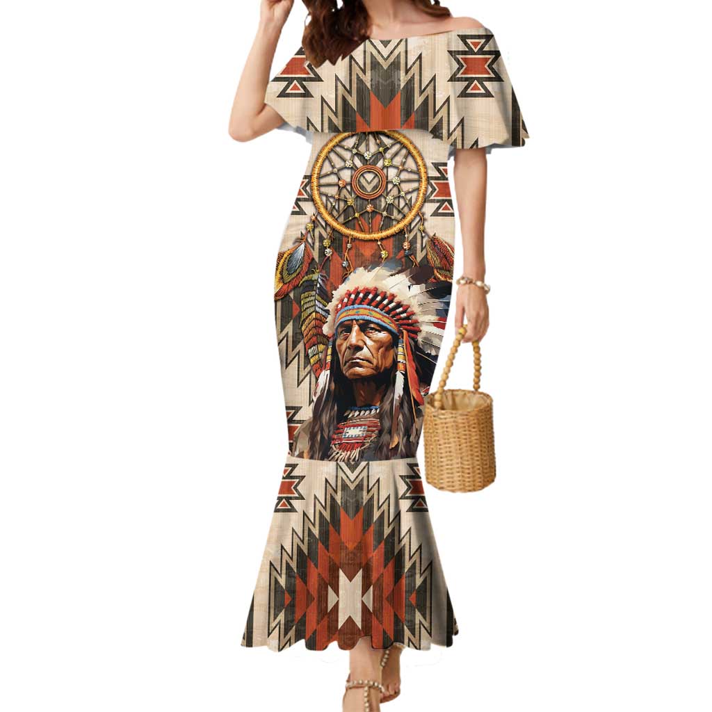 Native American Man Mermaid Dress Feather Headdress With Dream Catcher