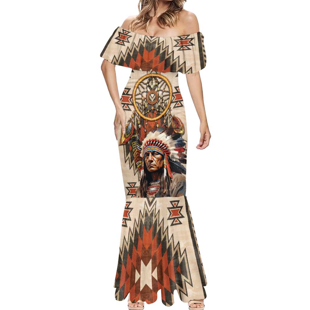 Native American Man Mermaid Dress Feather Headdress With Dream Catcher