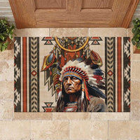 Native American Man Rubber Doormat Feather Headdress With Dream Catcher