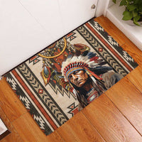 Native American Man Rubber Doormat Feather Headdress With Dream Catcher