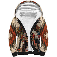 Native American Man Sherpa Hoodie Feather Headdress With Dream Catcher