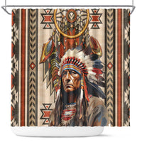Native American Man Shower Curtain Feather Headdress With Dream Catcher