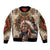 Native American Man Sleeve Zip Bomber Jacket Feather Headdress With Dream Catcher