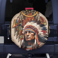 Native American Man Spare Tire Cover Feather Headdress With Dream Catcher