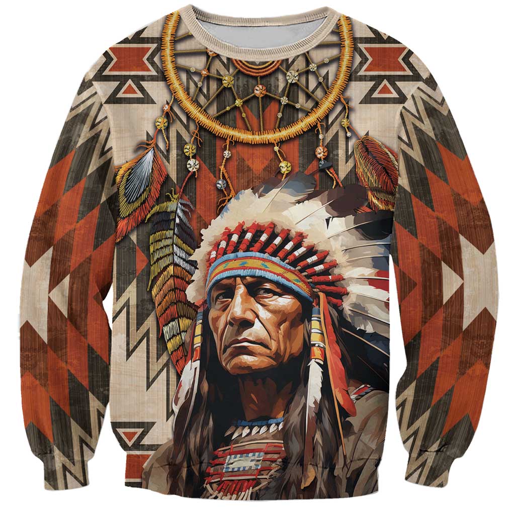 Native American Man Sweatshirt Feather Headdress With Dream Catcher