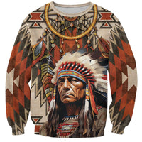 Native American Man Sweatshirt Feather Headdress With Dream Catcher