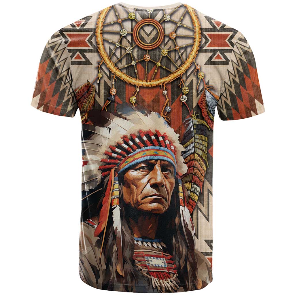 Native American Man T Shirt Feather Headdress With Dream Catcher