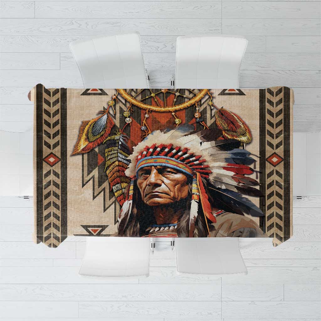 Native American Man Tablecloth Feather Headdress With Dream Catcher