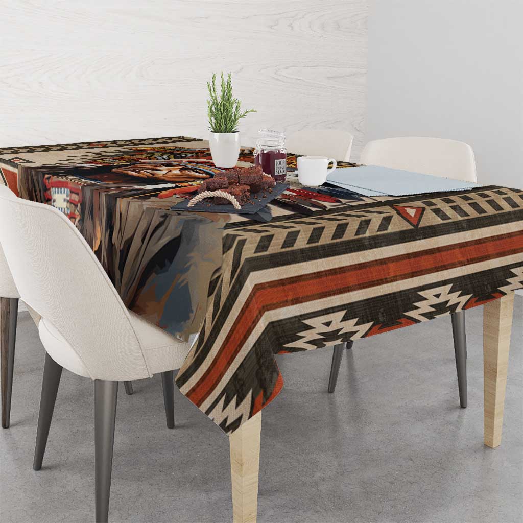 Native American Man Tablecloth Feather Headdress With Dream Catcher