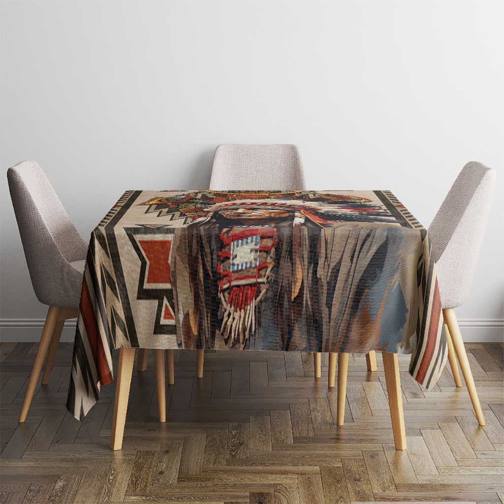 Native American Man Tablecloth Feather Headdress With Dream Catcher