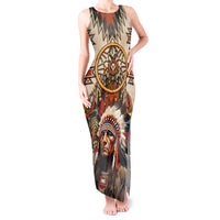 Native American Man Tank Maxi Dress Feather Headdress With Dream Catcher