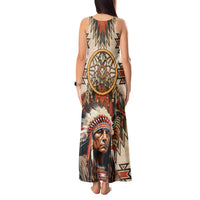 Native American Man Tank Maxi Dress Feather Headdress With Dream Catcher