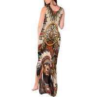 Native American Man Tank Maxi Dress Feather Headdress With Dream Catcher
