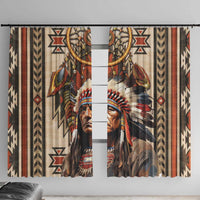 Native American Man Window Curtain Feather Headdress With Dream Catcher