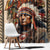Native American Man Window Curtain Feather Headdress With Dream Catcher