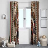 Native American Man Window Curtain Feather Headdress With Dream Catcher