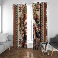 Native American Man Window Curtain Feather Headdress With Dream Catcher