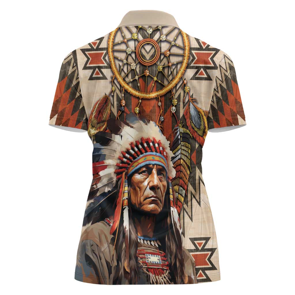 Native American Man Women Polo Shirt Feather Headdress With Dream Catcher