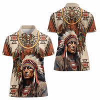 Native American Man Women Polo Shirt Feather Headdress With Dream Catcher