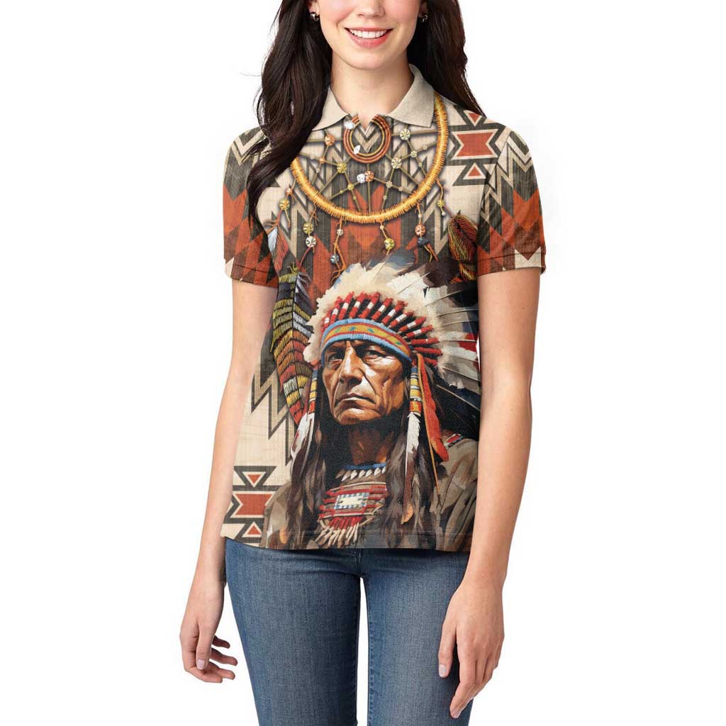 Native American Man Women Polo Shirt Feather Headdress With Dream Catcher