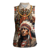 Native American Man Women Sleeveless Polo Shirt Feather Headdress With Dream Catcher