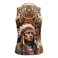 Native American Man Women Sleeveless Polo Shirt Feather Headdress With Dream Catcher