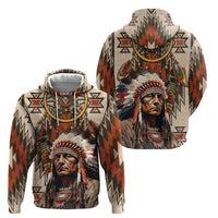 Native American Man Zip Hoodie Feather Headdress With Dream Catcher