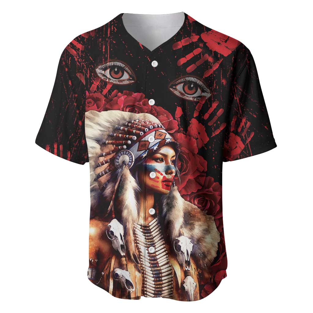 Native American MMIW Baseball Jersey Red Indian Women With Red Handprint
