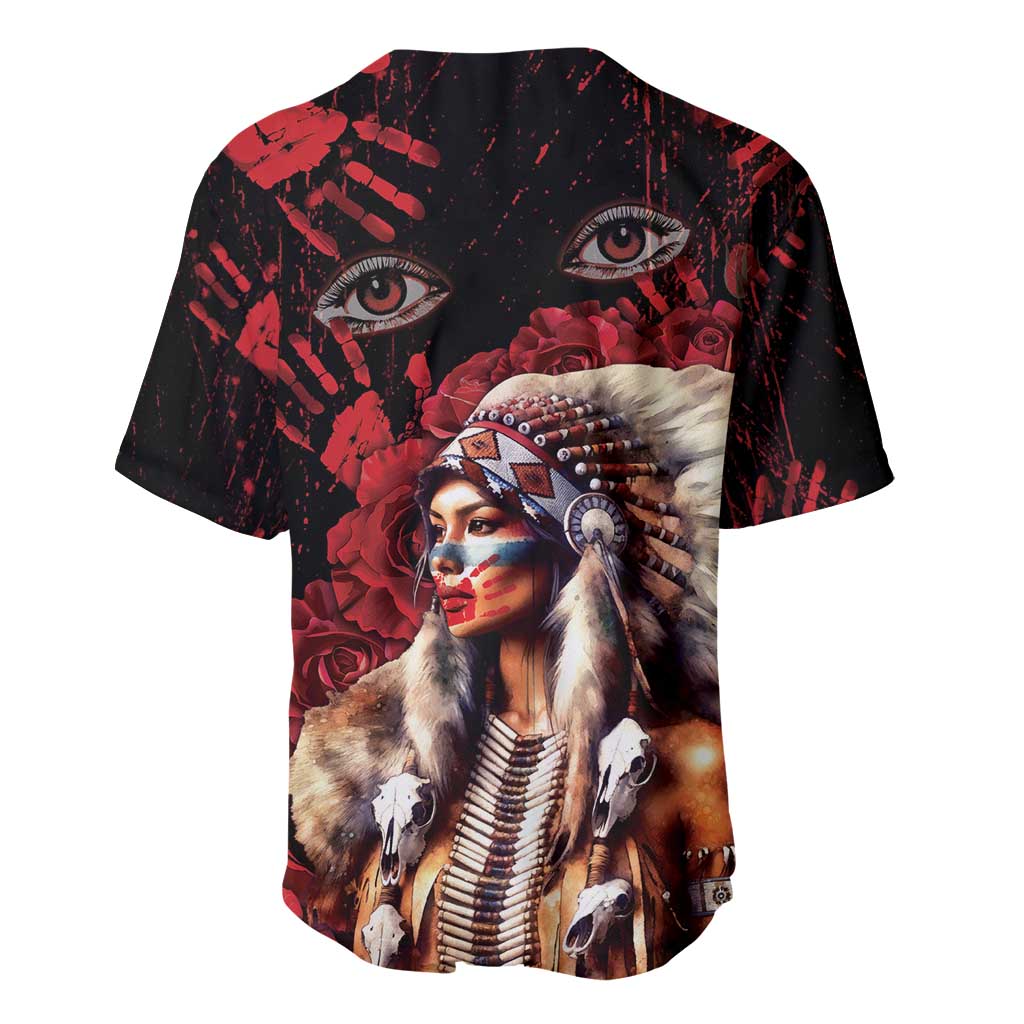 Native American MMIW Baseball Jersey Red Indian Women With Red Handprint