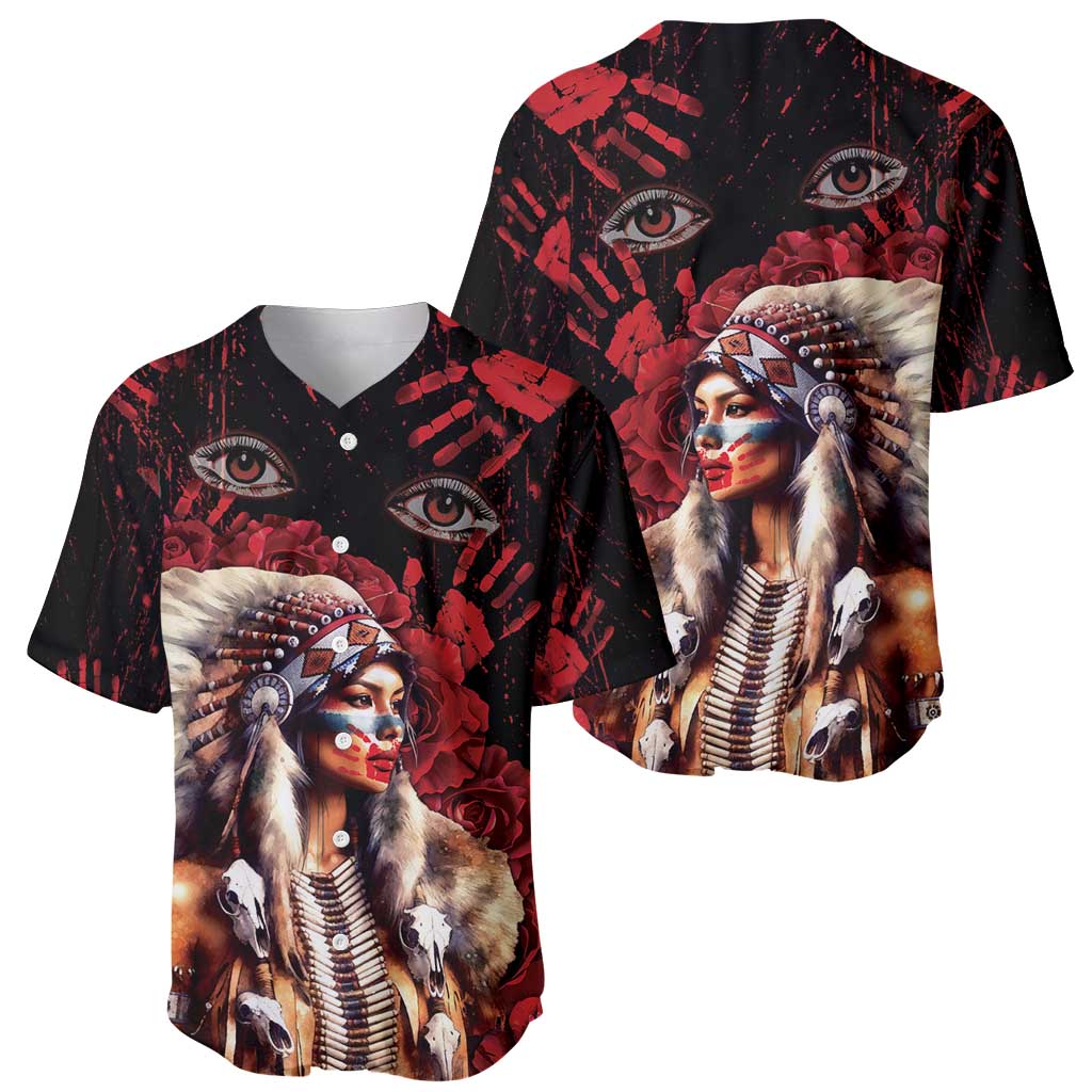 Native American MMIW Baseball Jersey Red Indian Women With Red Handprint