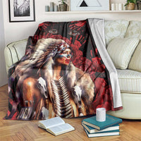 Native American MMIW Blanket Red Indian Women With Red Handprint