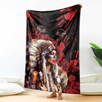 Native American MMIW Blanket Red Indian Women With Red Handprint