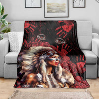 Native American MMIW Blanket Red Indian Women With Red Handprint