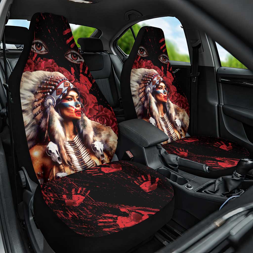 Native American MMIW Car Seat Cover Red Indian Women With Red Handprint