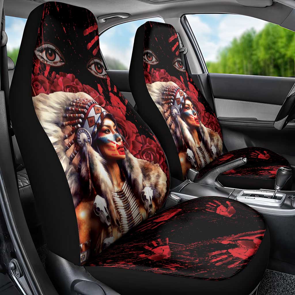 Native American MMIW Car Seat Cover Red Indian Women With Red Handprint