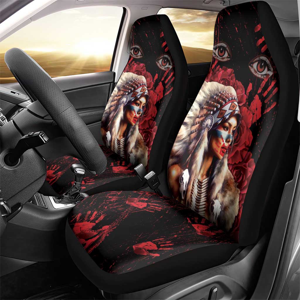 Native American MMIW Car Seat Cover Red Indian Women With Red Handprint