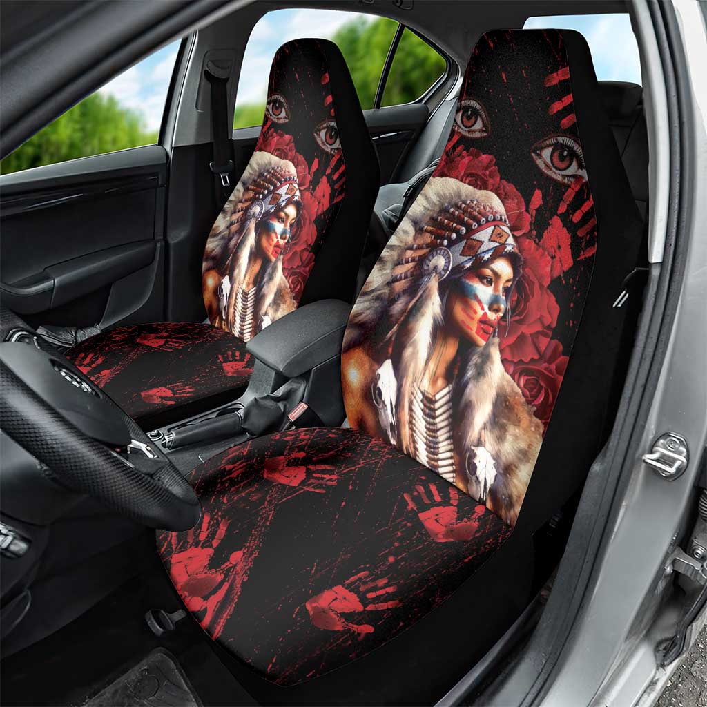 Native American MMIW Car Seat Cover Red Indian Women With Red Handprint