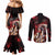 Native American MMIW Couples Matching Mermaid Dress and Long Sleeve Button Shirt Red Indian Women With Red Handprint