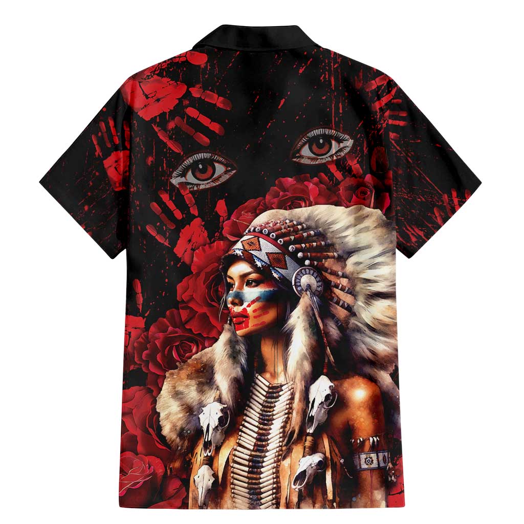 Native American MMIW Family Matching Mermaid Dress and Hawaiian Shirt Red Indian Women With Red Handprint