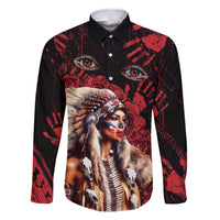 Native American MMIW Family Matching Mermaid Dress and Hawaiian Shirt Red Indian Women With Red Handprint