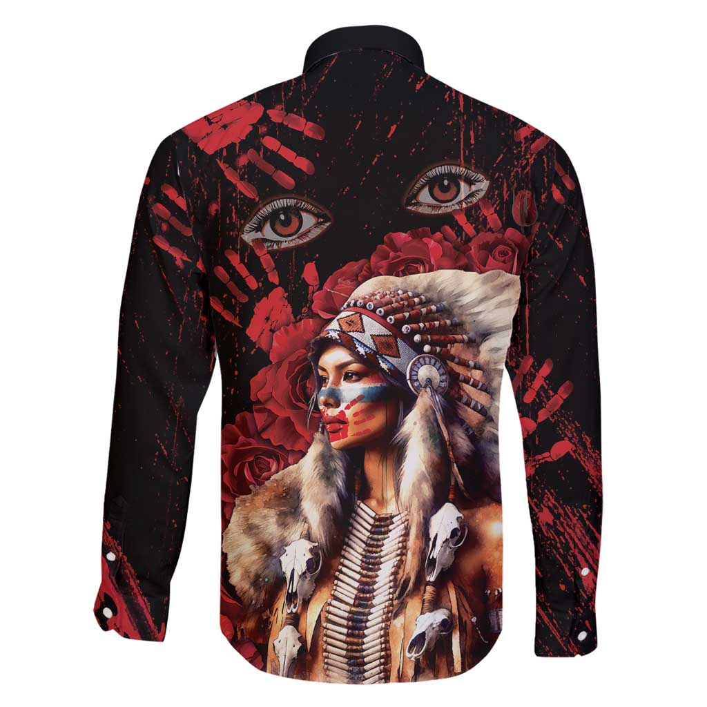 Native American MMIW Family Matching Mermaid Dress and Hawaiian Shirt Red Indian Women With Red Handprint