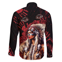 Native American MMIW Family Matching Off The Shoulder Long Sleeve Dress and Hawaiian Shirt Red Indian Women With Red Handprint