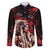 Native American MMIW Family Matching Off Shoulder Maxi Dress and Hawaiian Shirt Red Indian Women With Red Handprint