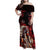 Native American MMIW Family Matching Off Shoulder Maxi Dress and Hawaiian Shirt Red Indian Women With Red Handprint