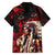 Native American MMIW Family Matching Off Shoulder Short Dress and Hawaiian Shirt Red Indian Women With Red Handprint